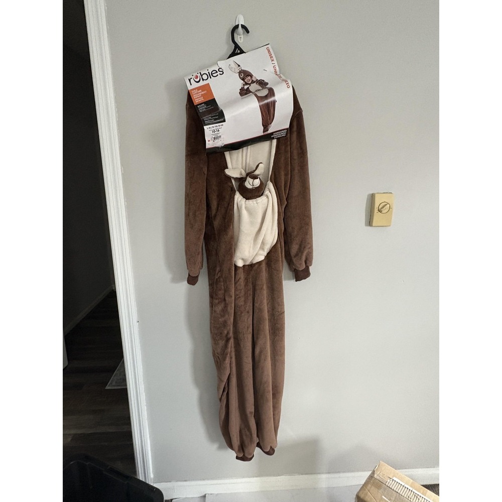 Rubie's Kangaroo‎ Costume Jumpsuit Kids L-XL Brown Hooded One-piece Halloween